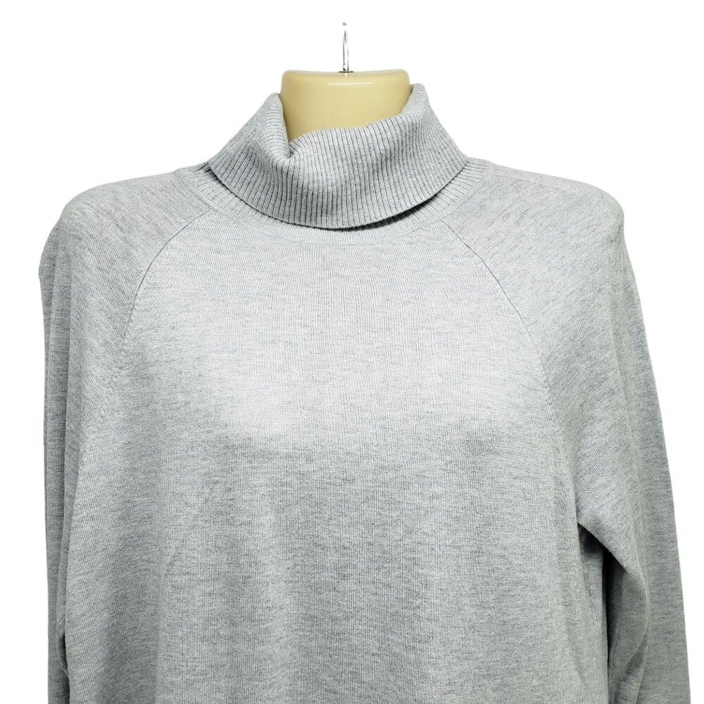 White House Black Market Gray Turtleneck Sweater With Back Pleat Womens M - Picture 3 of 6